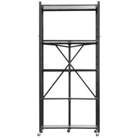 VEVOR Folding Storage Shelf with Wheels 5-Tier No Assembly Organizer Shelf Black