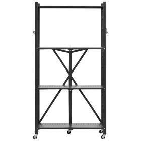 VEVOR 4-Tier Foldable Storage Shelf with Wheels 28 x 13 x 54-inch Metal Shelving