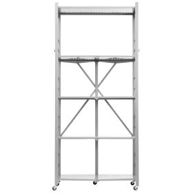 VEVOR Folding Storage Shelf with Wheels 5-Tier No Assembly Organizer Shelf Grey