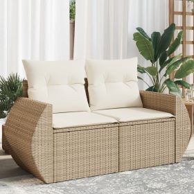 Garden Sofa Beige PE Rattan, Powder-Coated Steel 2-seater Modular