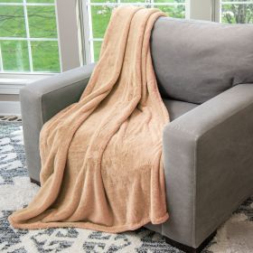 HGTV Super Luxe Faux Fur Throw Blanket Nomadic Desert 50 x 70 inches