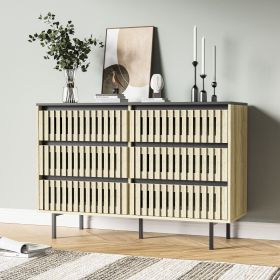 Fluted,Bedroom Storage Cabinet,Six drawer storage,Large Capacity,Modern Minimalist Drawer Cabinet,Two-tone Design
