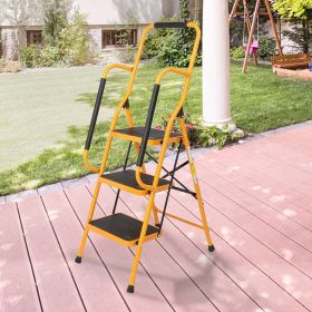 330 lbs Capacity Folding Step Ladder, Heavy-Duty Iron Construction with Safety Lock, Wide Platform & Non-Slip Rubber Feet