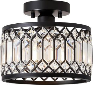 Crystal Black Ceiling Light Modern Semi  Lighting