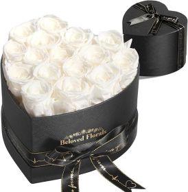 16 Preserved Flowers Rose Birthday Gifts for Women Her Mom Wife Girlfriend Grandma on Valentines Mothers Day Christmas Anniversary Romantic(White