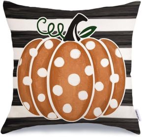 GEEORY Fall Pillow Cover  Striped Polka Dots Pumpkin Orange Decorative Throw Pillowcase Farmhouse Thanksgiving Holiday Decor Cushion Case Indoor