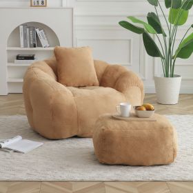 Giant Bean Bag Chair, Oversized Bean Bag Couch for Adults and Kids, Faux Fur Shell-Shaped Large Chair with Filler