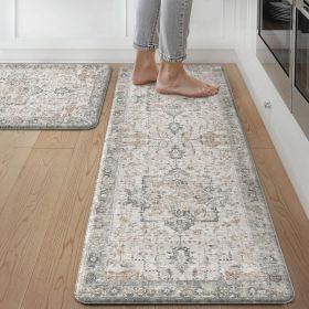 Kitchen Mats for Floor 2PCs, Washable Anti Fatigue Mat for Cushioned, 17.3"x47"+17.3"x30", Waterproof Kitchen Rugs
