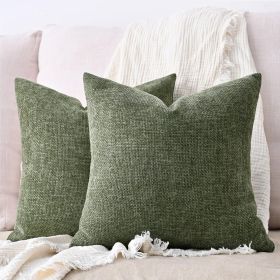 Set of 2 Chenille Linen Decorative Throw Pillow Covers 18x18 Inch Textured Farmhouse Pillow Covers for Bed Couch Sofa Living Room Rustic Cushion