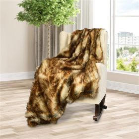 Luxurious Faux Fur Blanket - 2-Side Design (870g Mink/550g Fleece), Soft & Warm, Ideal Indoor/Outdoor Use (54"x36")06495738