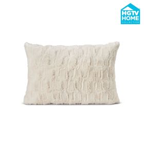 HGTV Art Deco Brushed Faux Fur Pillow Snowbound 14 x 20 inches