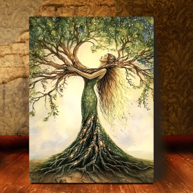 Room Decor 1pc Tree Of Life Canvas Art Print, Wooden Framed Nature-Inspired Wall Decor For Living Room, Bedroom, Office, Cafe - Unique Gift Idea, (Option: 32x24inch)