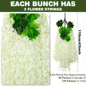 36pcs White Artificial Wisteria Flowers (Option: 36pcs)