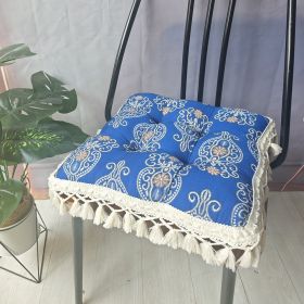 1pc Boho Tassel Cushion, Elegant Blue Floral Design, Suitable For Chairs And Sofa, Fringe Decorative Cushion For Bedroom, Guestroom, Dining Room, (Option: 40X40cm)