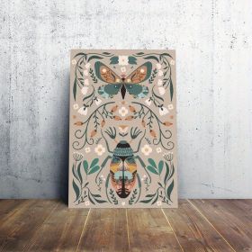 1pcs Modern Classic Wood Frame Canvas Wall Decor With Plant Flower & Butterfly Print, Girls Bedroom Wrap Canvas Painting, Animal Nature Digital A (Option: 16x12inch)