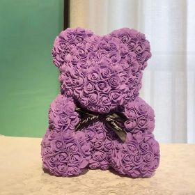 Gifts for Women - Rose Bear - Rose Flower Bear Hand Made Rose Teddy Bear - Gift for Valentines Day;  Mothers Day;  Wedding and Anniversary & Brid (Color: Purple)