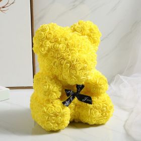 Gifts for Women - Rose Bear - Rose Flower Bear Hand Made Rose Teddy Bear - Gift for Valentines Day;  Mothers Day;  Wedding and Anniversary & Brid (Color: Yellow)