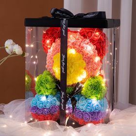 Gifts for Women - Rose Bear - Rose Flower Bear Hand Made Rose Teddy Bear - Gift for Valentines Day;  Mothers Day;  Wedding and Anniversary & Brid (Color: color)