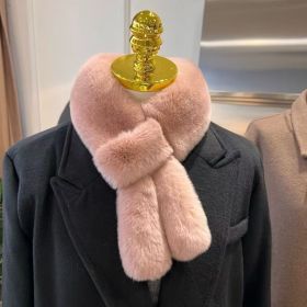 Women's Rex Rabbit Scarf Womens Fur Collar Scarf, Faux Fur Scarves for Women, Neck Shrug for Spring Fall Winter Super Soft Cozy (Color: Pink, size: 75*8cm)
