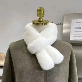Women's Rex Rabbit Scarf Womens Fur Collar Scarf, Faux Fur Scarves for Women, Neck Shrug for Spring Fall Winter Super Soft Cozy (Color: White, size: 75*8cm)