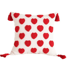 Valentines day throw pillow cover tufted (Color: White)