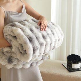 Ultra Soft Luxury Fluffy Faux Rabbit Fur Throw Blanket, Thick Warm Bubble Throw for Bed, Cozy Plush Reversible Blankets for Couch, Chair, Sofa (Color: Gray, size: 60*70 inch)