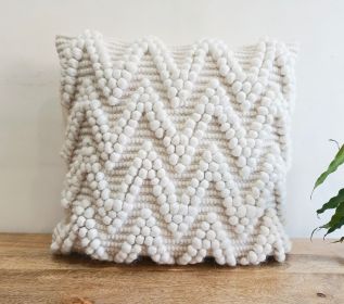 Handwoven Cotton Wool Cushion Cover Boho pillow Cover Zig-zag Pattern Pillowcase (Color: Set of 2)