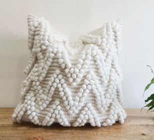 Handwoven Cotton Wool Cushion Cover Boho pillow Cover Zig-zag Pattern Pillowcase (Color: Set of 1)