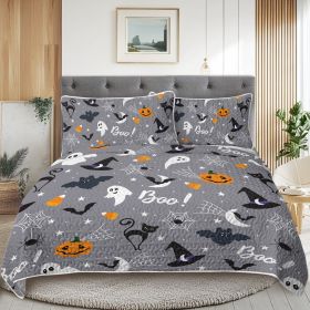 3pcs Halloween Pumpkin Set Comforter Set For Girls Boys Women, Soft Lightweight Halloween Bedding Set 1 Coverlet And 2 Pillowcases (Option: Queen-Multicolored)